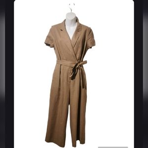 NWT rw&co s8 linen mix neutral wide leg jumpsuit